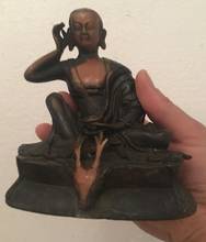 14,5 см старый Тибет буддийская из бронзы миларепы Архат Будда поездка голова оленя статуя набор 2024 - купить недорого