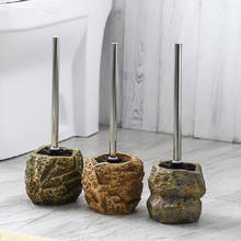 Vintage stone Shape Lavatory Brush Toilet Brush Creative Holder Set Cleaning Tool ceramics Bathroom Decor Accessories 2024 - buy cheap