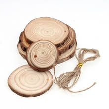 3-9cm Natural Unfinished Predrilled Wood Slices DIY Craft Round Log Discs With Jute Twine Home Decoration Gift Tags 2024 - buy cheap
