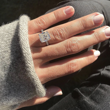 Anel de prata esterlina 925 original, anel com dedo criado diamante, coquetel de casamento e noivado, topázio branco para mulheres, joias finas 2024 - compre barato