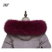 JKP Raccoon Fur Collar Real Fur Scarf Soft Thicken Warm Hat Accessory Natural Raccoon Fur Collar 2019 New Fashion Shawl 2024 - buy cheap