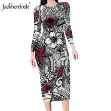 Jackherelook-vestido ajustado de polinesain para mujer, estampado Tribal, Vintage, Samoan, hibisco, Plumeria, diseño informal, a la moda 2024 - compra barato