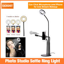 Anillo de luz LED para estudio fotográfico, luz con soporte para teléfono móvil, soporte para micrófono, Youtube, transmisión en vivo, maquillaje, para iPhone y Android 2024 - compra barato