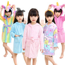 Meninas unicórnio pijama infantil crianças pijama roupão de banho venda crianças pijamas 2019 Inverno 5 cores 2024 - compre barato