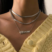 Collares con colgante de letras en inglés de cristal Vintage para mujer, cadena de serpiente dorada, joyería multinivel, regalo, 2021 2024 - compra barato