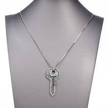 Hot Sale flashing Key Pendant Necklace For Women Stainless Steel Silvery/Coffee Gold Long Sweater Necklaces Jewelry Gifts 2021 2024 - buy cheap