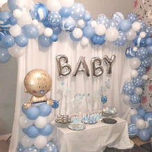 Kit de arco de globos de cumpleaños para niños, globos guirnalda de blanco y azul, suministros de decoración para fiestas de primer cumpleaños y Baby Shower, 104 Uds. 2024 - compra barato
