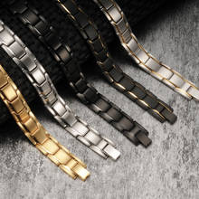 Black Magnetic Bracelet Men Stainless Steel Energy Germanium Magnet Health Bracelets Men Hand Chain Bracelets for Women 2024 - buy cheap