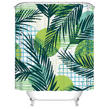Cortina de banheiro verde tropical, folha de palmeira, monstera, cortina de chuveiro africano, à prova d'água, para banheiro 2024 - compre barato