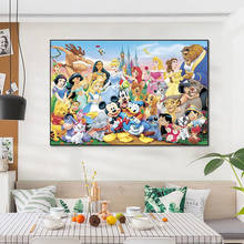 Pintura en lienzo de colección de personajes animados de Disney, carteles e impresiones de Princesas de Disney, imagen artística de pared para decoración de habitación de niños 2024 - compra barato