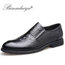 BIMUDUIYU/Брендовые мужские качественные туфли из натуральной кожи; Новое поступление 2021 года; Мужские классические черные модельные туфли; Мужские свадебные туфли-оксфорды без застежки 2024 - купить недорого