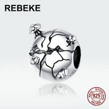 925 sterling silver Protect the Earth charm retro round beads fit original bracelet making woman brand jewelry pendant DIY gift 2024 - buy cheap