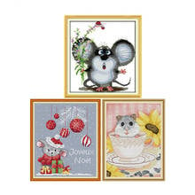 Kit de punto de cruz de la serie de ratones, 11CT14CT, animales impresos, patrón, artesanía china, costura, DMC, accesorios de bordado contados, decoración 2024 - compra barato