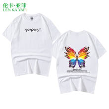 Butterfly T-shirt White Men's Cotton Short Sleeve Spring Summer Printing Casual Shirts Brand Fashion Hip hop Tops 2024 - buy cheap