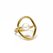 Новые Элегантные креативные имитация жемчуга простые круглые полые кольца с геометрическим дизайном для женщин девушек вечерние Ювелирные изделия Подарки 2024 - купить недорого