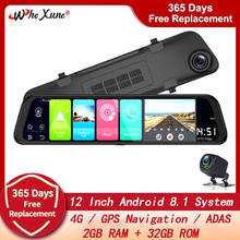 WHEXUNE 12 дюймов Android 8,1 2 ГБ + 32 ГБ ADAS DashCam Автомобильный видеорегистратор зеркальная камера 4G wifi gps Bluetooth Full HD 1080P видео рекордер 2024 - купить недорого
