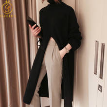SMTHMA Women Winter Warm Sweater Dress Knitted Long Loose Maxi Oversize Lady Turtleneck Bodycon Robe Vestidos 2024 - buy cheap