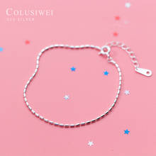 Colusiwei Hot Sale Simple Beads Bamboo Chain Bracelet for Women Real 925 Sterling Silver Geometric Rectangle Fashion Jewelry 2024 - buy cheap