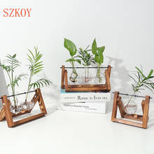 Прямая поставка, Террариум, креативное гидропонное растение, прозрачная ваза, деревянная рамка, украшение, стеклянное настольное растение, бонсай Декор 2024 - купить недорого