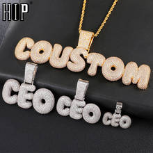 Hip Hop 3 Size Custom Name Bubble Letters Cubic Zirconia Iced Out Chain Pendants & Necklaces For Men Jewelry With Solid Back 2024 - buy cheap