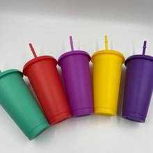 Taza de paja de Navidad para el hogar, vaso de plástico portátil de PP, reutilizable, de Color sólido, con tapa, para oficina y Camping 2024 - compra barato