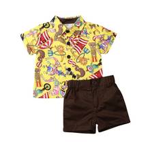 Toddler Baby Kids Boy Clothes Sets 1-5Y Cartoon Print Short Sleeve T-Shirt Top Short Pants 2PCS Outfit Clothes 2024 - buy cheap
