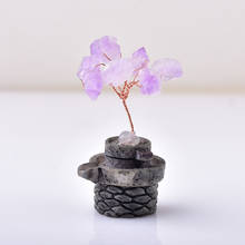 Árbol de la suerte de amatista Natural, piedra curativa de Reiki, cristal de cuarzo, adornos minerales, árbol de la vida, decoración para el hogar hecha a mano, regalo, 1 ud. 2024 - compra barato