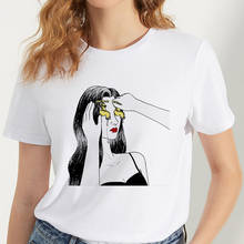 Camiseta feminina estampa arte abstrata, t-shirt harajuku, estética, seção fina 2019, novo, hipster, moda, tops feminina, roupas 2024 - compre barato