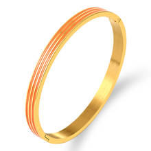 Enamel Geometry Jrewelry Orange White Resin Bangles & Bracelets Gold Color Stainless Steel Manchette Pulseiras Famale Girl 2020 2024 - buy cheap