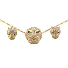 Fashion classic Leopard head full stone necklace earring Dubai European set zircon women girl wedding bridal party jewelry set 2024 - buy cheap