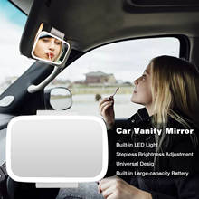 Espelho universal do diodo emissor de luz do espelho da viseira do carro espelho compacto da composição do automóvel incorporado da bateria do espelho do interruptor do toque do dedo para o carro 2024 - compre barato