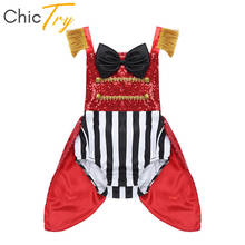 ChicTry Baby Girls Sequins Bowtie Striped Romper Kids Toddlers Birthday Party Halloween Cosplay Ringmaster Outfit Circus Costume 2024 - buy cheap