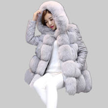 Women Winter Overcoat Outwear PU Leather Removable Sleeves Faux Fur Coat With Hooded Thick Warm Faux Fox Fur Jacket 2024 - buy cheap