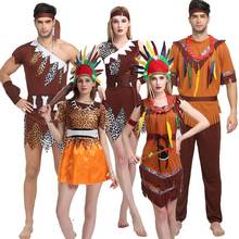 Fantasia de halloween para crianças e adultos, macho caveman primitivo indiano, roupa de festa, carnaval, adulto, infantil 2024 - compre barato