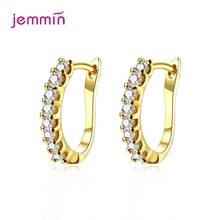 Simple U Shape Hoop Earring Ear Decoration Jewellery Fine 925 Sterling Silver with Clear Cubic Zircon Stones Paved Brincos 2024 - buy cheap