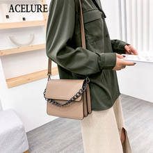 ACELURE Small PU Leather Shoulder Bags for Women Solid Color Crossbody Bags Female Elegant Ladies Metal Chain Handbag Purse 2024 - buy cheap