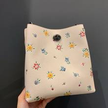 Fashion Women Flowers Printed Handbag Genuine Leather Buckle Shoulder Bags Ladies Totes Shopping Bags White Sling Crossbody Bag 2024 - buy cheap