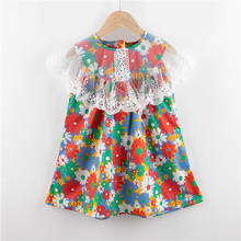 Vestido de princesa infantil feminino, roupa floral estampada para 1-5 anos, vestidos sem mangas para crianças 2024 - compre barato