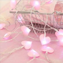 Lanterna de led de algodão romântica, coração de amor, luz de fadas para casamento, natal, rosa, menina, romântica, festa de jardim 2024 - compre barato