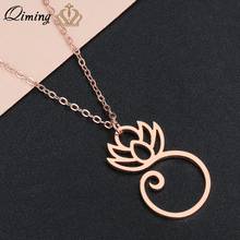 QIMING 2020 New Gold Lotus Flower Necklace For Women Ladies Statement Jewelry Simple Floral Necklace Pendant Jewelry Yoga Collar 2024 - buy cheap