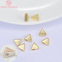 10 peças 7mm 24k cor dourada bronze 3d contas triangulares em metal pulseiras contas de alta qualidade acessórios de joias faça você mesmo 2024 - compre barato