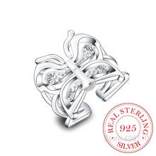 Wholesale 925 Sterling Silver Ring Silver Fashion Jewelry Inlaid Stone Crystal Butterfly Open Women&Men Gift Thumb Finger Rings 2024 - купить недорого