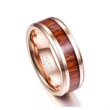 8mm Tungsten Carbide Ring Hawaiian Koa Wood Inlay Tungsten Ring Beveled Wedding Band Men's Ring Comfort Fit Size 7-12 2024 - buy cheap