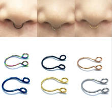 2PCS Stainless Steel Faux Nose Rings Punk Fake Septum Rings Hoop Nostril Piercing Fake Clip On Nose Ring Oreja Piercings Jewelry 2024 - buy cheap