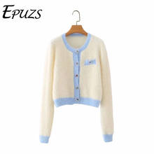 Womens pearl button knitted Cardigan Sweater women long sleeve sweater Streetwear Womens chic Sweater 2020 2024 - buy cheap