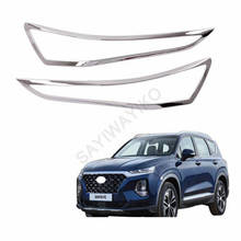Cubierta de faro delantero cromado ABS, Protector de marcos para coche, accesorios para Hyundai Santa Fe ix45 2019 2020, 2 uds. 2024 - compra barato