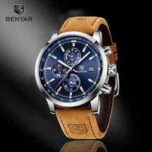 Benyar relógio masculino de pulso de quartzo, fashion com cronômetro esportivo 2024 - compre barato
