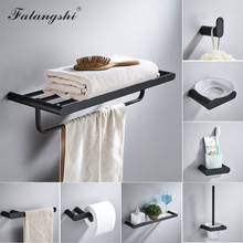 Falangshi-Juego de accesorios para baño, toallero de alta calidad con acabado negro, soporte para papel higiénico, jabonera montada en la pared, WB8846 2024 - compra barato