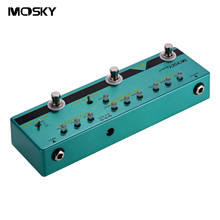 Mosky be5 pedal de atraso multiefeitos, 5 em 1, + distorção + reforço + amortecedor, concha de metal completa com true bypass 2024 - compre barato