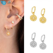 Brincos de argola minimalistas para mulheres, fivela de orelha em prata 925, cor dourada, cristal, joias da moda 2024 - compre barato